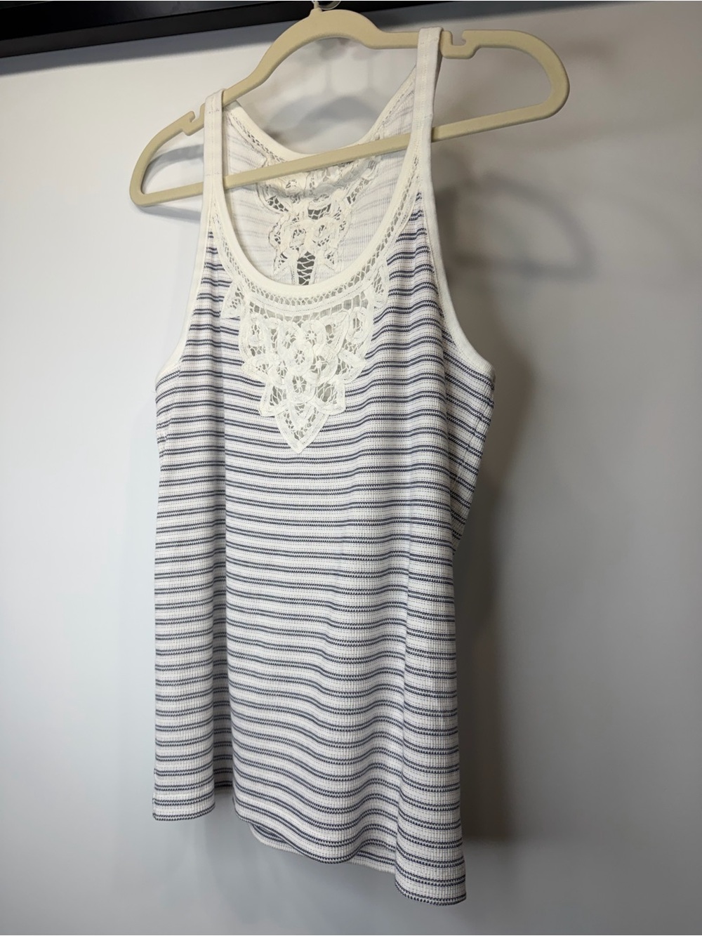 Polo Ralph Lauren White & Blue Striped Crochet Tank Top Women’s Large - Picture 3 of 12